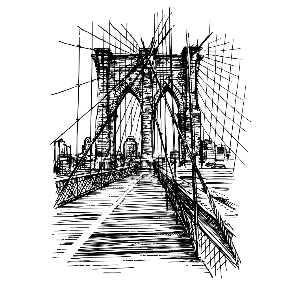 Brooklyn Bridge line drawing